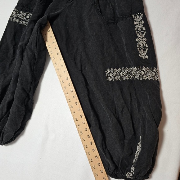 Anthropologie Embroidered Parachute Pants Black Womens Size Medium Boho Festival - Picture 9 of 11
